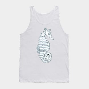 Pencil Sketch of a Seahorse on Warm Pink Tank Top